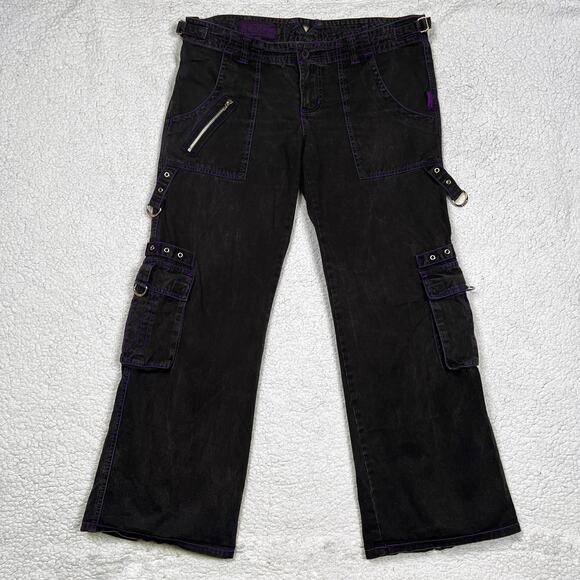 Vintage Tripp NYC Plaid Bondage Pants Mall Goth Wide Flare Leg Y2K Hot Topic - Picture 2 of 16